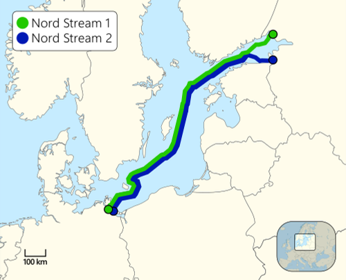 standard nord stream pipelines on map