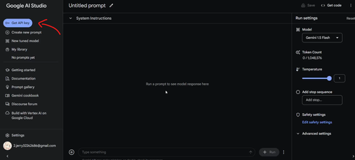 點擊左上角的「Get API Key」按鈕進到API頁面