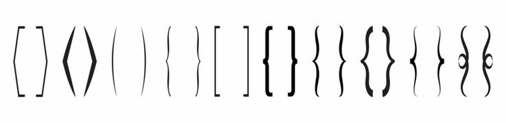 Curly brace set vector. Text brackets collection for messages, quotas.