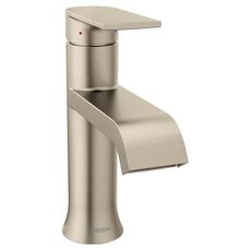 Moen Genta LX Brushed Nickel One-Handle Modern Bathroom Sink Faucet with Optional Deckplate and Low-Arc Spout for Bath Countertop, 6702BN