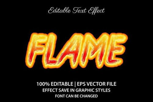 fire flame 3d editable text effect vector