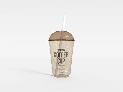 Transparent Plastic Coffee Cup With Straw Mockup Psd