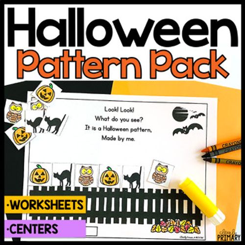 Preview of Halloween Math Activities, AB Patterns, Worksheets Kindergarten First Grade One