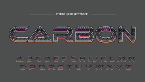 neon laranja e rosa contorno 3d fibra de carbono padrão fonte futurista vetor