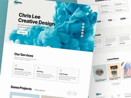 Portfo – Creative Portfolio Website Free Figma Template creative portfolio design free figma template free website template freebies minimal personal portfolio web design portfolio web design uiux web design web design inspiration webdesign website concept website design