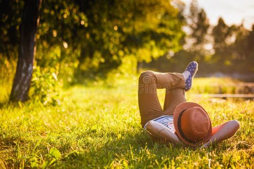 Young woman on the grass Enjoying the nature. Nature stock images, royalty-free photos and pictures