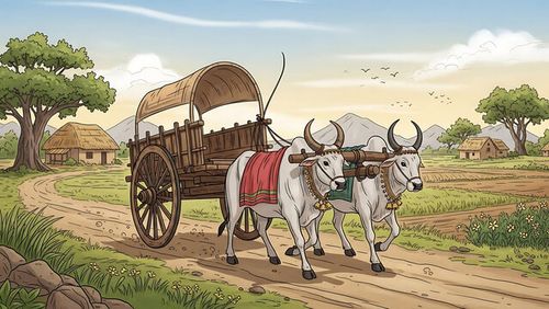 Bullock Cart on Rural Road