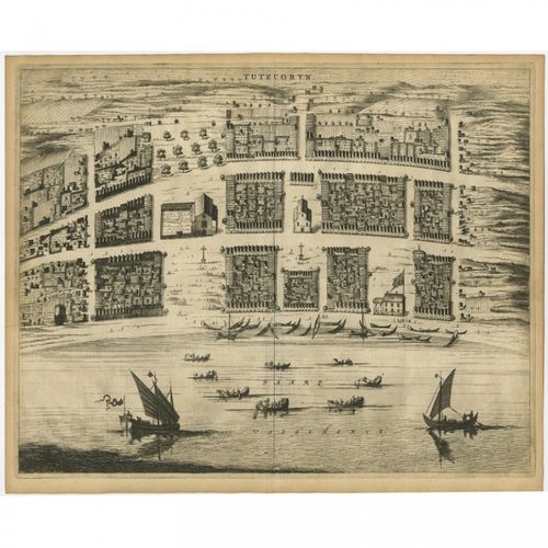 Antique Map of Tutecoryn by Baldaeus (1672)