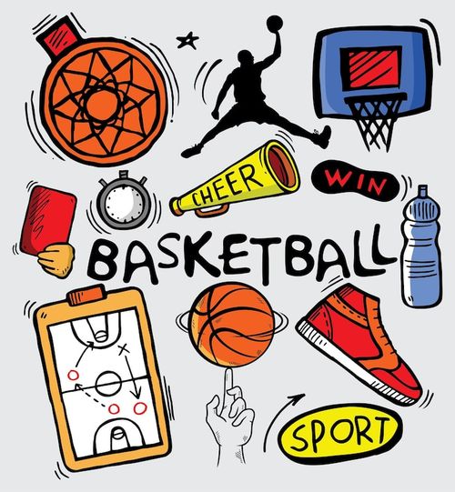 Vector basketball themed doodles and elements