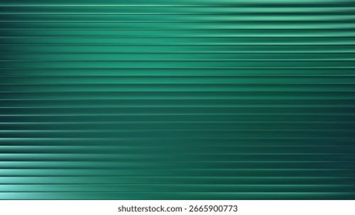 Dark green ribbed glass texture with glossy vertical waves and gradient reflections in abstract background design Stock Vector