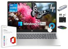 HP 15.6" Touchscreen Pavilion Laptop Computer, 16GB RAM, 1.5TB Storage (1TB SSD + 500GB Ext), 10-Core Intel i5 Processor, Wi-Fi 6E, Windows 11 Pro with Lifetime Microsoft Office, MarxsolAccessory