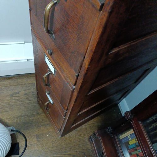 Antique Oak File Cabinet Globe 1900's 4 drawer standard size refinished restored - Image 2 of 4