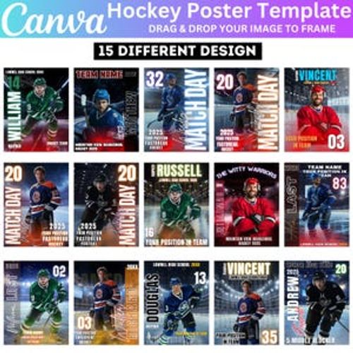 Ice Hockey Poster Canva Editable Template, Hockey Poster Photography Templates, Hockey Poster Senior Night Banners, Hockey Poster Template