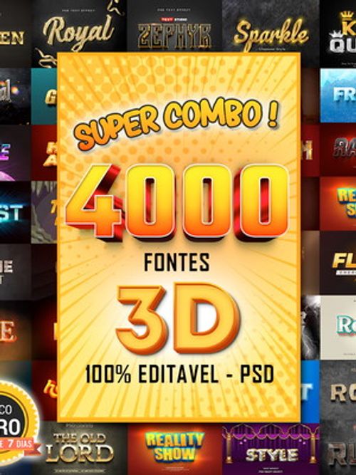 Pack de fontes 3d para todos seguimentos