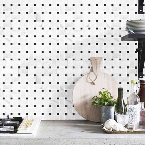 Jazz Marble Stone Mosaic Tile Bath Wall and Floor Kitchen Backsplash White and Black