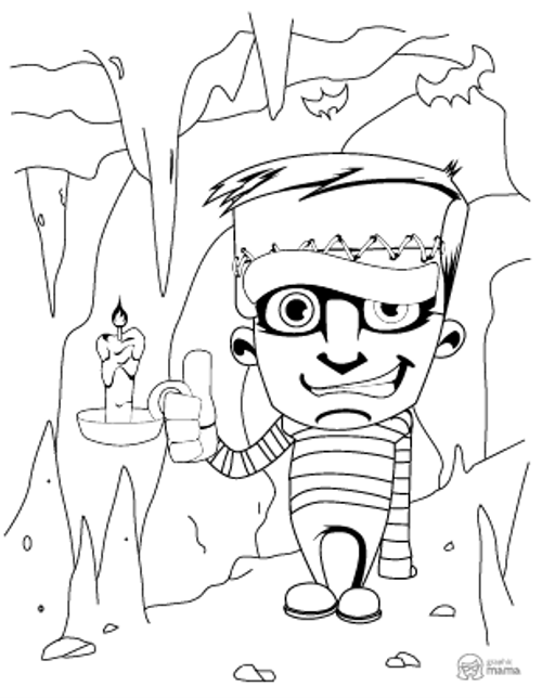 Halloween Boy Cartoon coloring page free printable Sheet