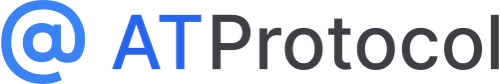 The logo of the AT Protocol, depicting an at sign colored in light blue followed by the words AT Protocol.