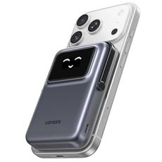 UGREEN Uno 10000mAh Magnetic Portable Charger, Qi 7.5W Wireless Power Bank, PD 20W USB C Battery Pack with Foldable Stand and TFT Display MagSafe Compatible iPhone 17/16 /15/14/13/12 Series, Black