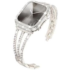 KADES Compatible for Apple Watch Band with Case Series 9 8 7, Bling Sparkling Diamond Bracelet with Full Diamonds Protective Bumper Built-in Tempered Glass Screen Protector (41mm, Starlight)