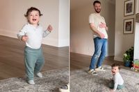 Mom and Dad Try to Teach Their Infant Son How to Jump — and His Adorable Attempts Go Viral (Exclusive)