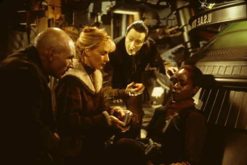 Gates McFadden, Brent Spiner, Patrick Stewart, and Alfre Woodard in Star Trek: First Contact (1996)
