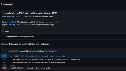 由于Linux Kernel 6.1体积增加 OpenWrt淘汰小米AX6S等MTD较小的设备