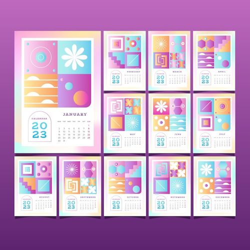 Free Vector gradient 2023 desk calendar template