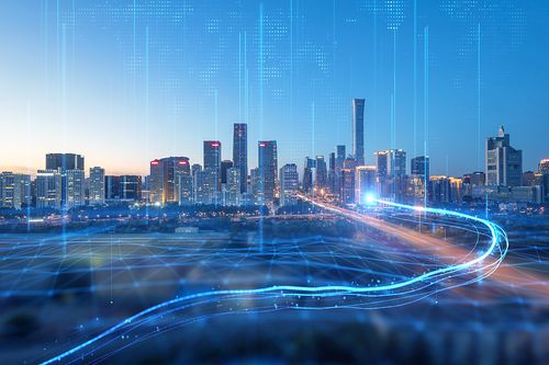 城市风光科技感线条图片下载