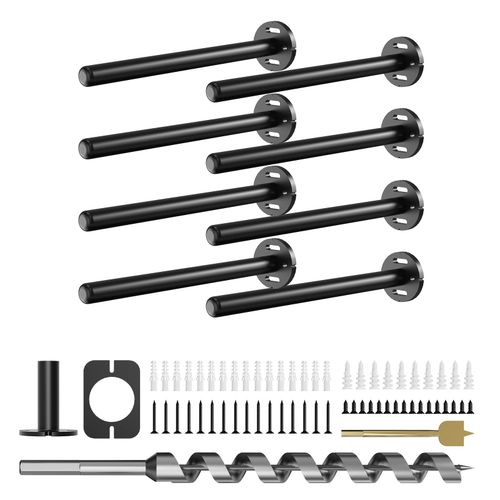 8pcs Wall Shelf Brackets Heavy Duty Floating Shelf Bracket Hidden,Invisible Black Shelving Brackets Decorative Floating Sh...