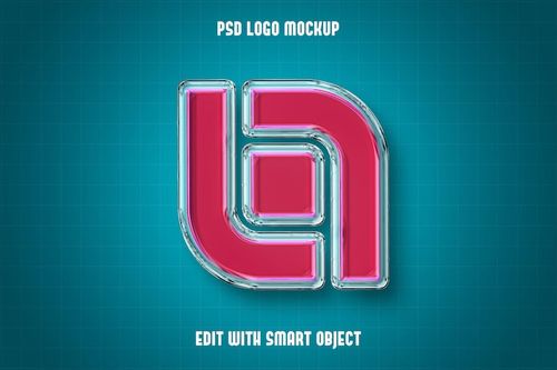 PSD gratuit une maquette de logo rose néon 3d