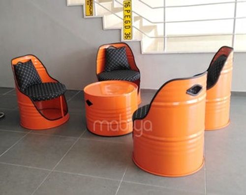 Orange Barrel Seating Group - Keg Sitting Group barrel chair  oil drum furniture  barrel chair  oil barrel  oil barrel bench
