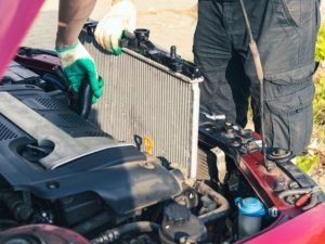 cleaning car radiator.