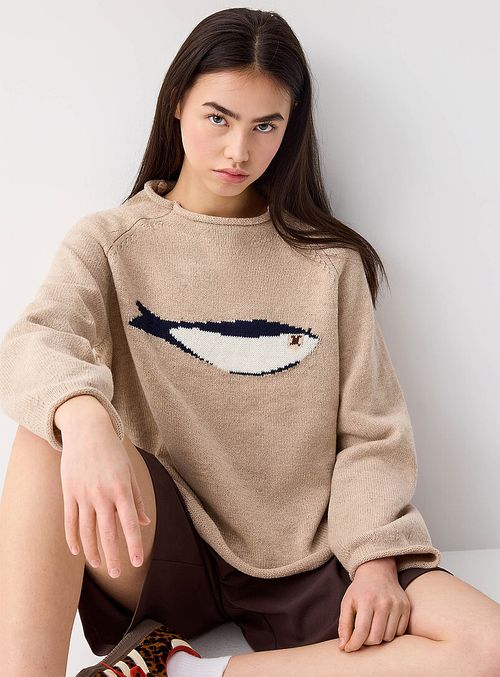 Things Between Ecru/Linen Sardine boxy-fit sweater for women