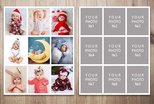 number photo collage template