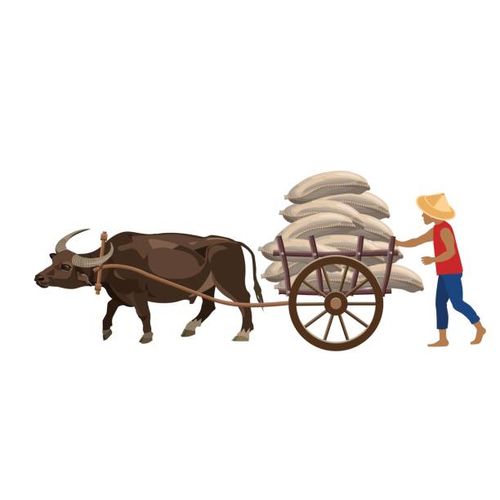 Bullock cart and farmer Bullock cart and farmer. Vector illustration bullock cart india stock illustrations