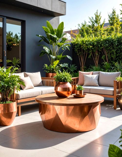 Copper Accent Element Features - 24 Mid-century Modern Patio Ideas