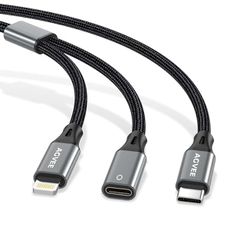 AGVEE 5ft USB-C Male to Lightning Female Charging Adapter Cable for Apple Pencil 1st Generation, 2 in 1 Charger Cord Enables Apple Pencil Pen 1st Gen Match iPad 10, Dark Gray