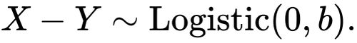 {\displaystyle X-Y\sim \operatorname {Logistic} (0,b).}