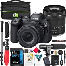 Canon EOS R6 Mark II Full Frame Mirrorless Camera Body with RF 24-105mm F4-7.1 is STM Lens 5666C018 Bundle with Deco Gear Photography Bag + Microphone + Monopod + Software & Accessories Kit