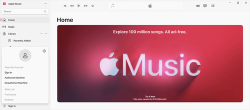 Sign in with your Apple Account in the Apple Music app for Windows