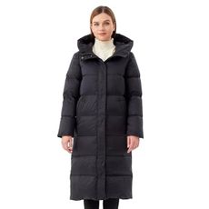 ANYIELIEMO Women’s Long Goose Down Jacket with Hood, Warm Thermal Lining, Knee-Length Winter Puffer Coat (US, Alpha, Small, Regular, Regular, Black)