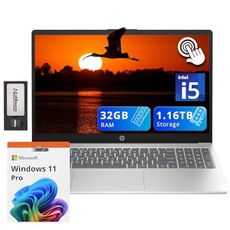 HP Pavilion 15.6" HD Touchscreen Laptop, Intel i5-1235U, Intel Iris Xe Graphics, 32GB RAM, 1.16TB Storage(1TB SSD + 160GB Docking Station Set), 720p Webcam, Num Pad, Wi-Fi 6E, Win 11 Pro, Silver