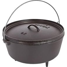 Lodge 5 Quart Pre-Seasoned Cast Iron Camp Dutch Oven with Lid - Dual Handles - Use in the Oven, on the Stove, on the Grill or over the Campfire - Black