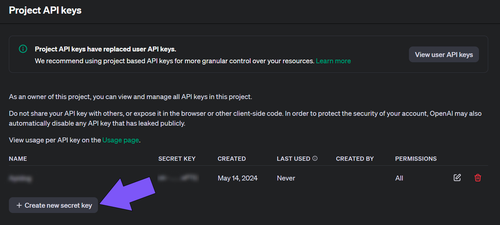 获取 OpenAI API 密钥使用 GPT-4o API