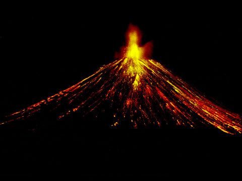 night volcano eruption