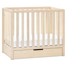 Carter's by DaVinci Colby 4-in-1 Convertible Mini Crib with Trundle Drawer in Washed Natural, Greenguard Gold Certified, Undercrib Storage