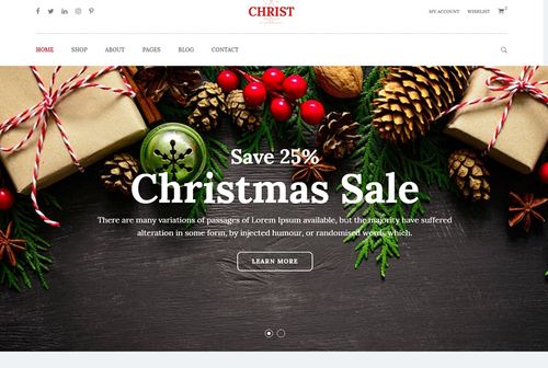 Christ Christmas Gift Shop eCommerce HTML Template