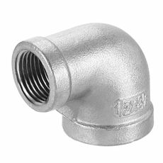 HARFINGTON 304 Stainless Steel 90 Degree Elbow Fittings NPT 1/2 x NPT 3/8 Female to Female Threaded Adapter Pipe Fitting for Connecting Water Pipe Air Hose PVC Tube Cast Coupling