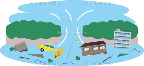 水害の災害浸水 アイコン,アパート,自然災害のイラスト素材