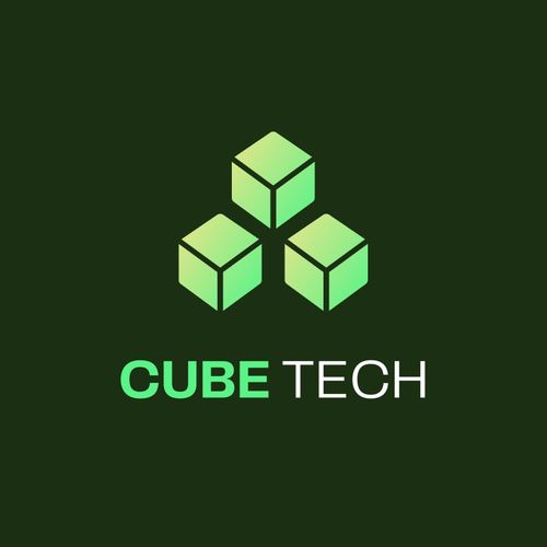 Green 3D Geometric Modern Technology Logo